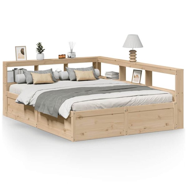 vidaXL Lit bibliothèque sans matelas 160x200 cm bois massif de pin