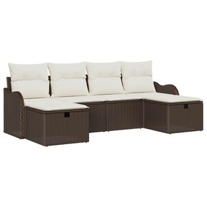 vidaXL Ensemble de canapé de jardin avec coussin 6 Pièces Marron et crème
