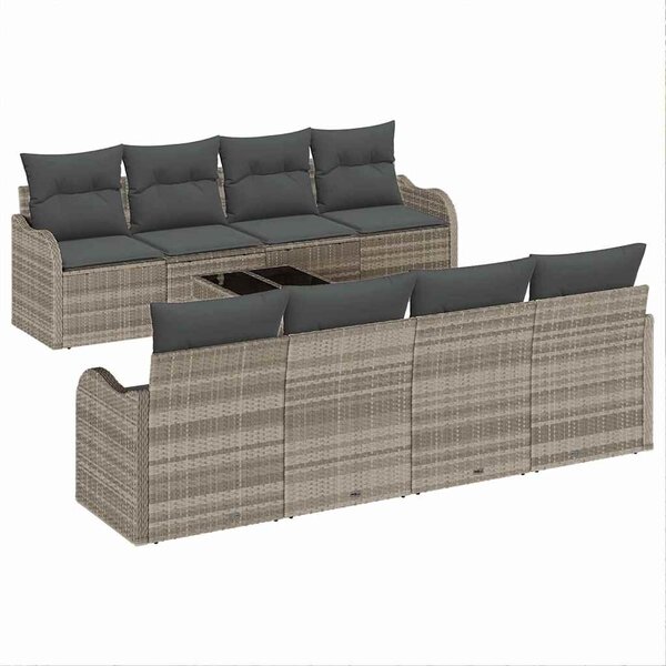vidaXL Ensemble de canapé de jardin 9 Pièces Gris clair 55 x 55 x 37 cm