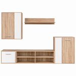 vidaXL Ensemble meuble TV 5 Pièces Blanc et chêne Sonoma 221 x 30 x 80 cm
