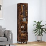 vidaXL Buffet haut Chêne fumé 34 5x34x180 cm Bois d'ingénierie
