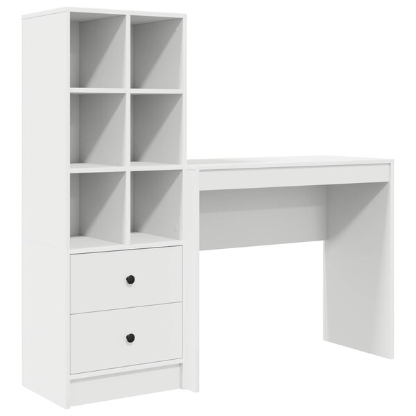 vidaXL Bureau avec tiroir avec étagère avec stockage 2 Pièces Blanc