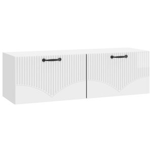 vidaXL Meuble TV mural Montage mural Blanc brillant 98 x 31 x 30 cm