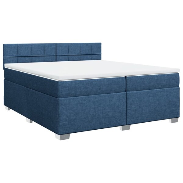 vidaXL Sommier à lattes de lit avec matelas Bleu 200x200 cm Tissu