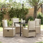 vidaXL Set de mobilier de jardin 5 pièces beige poly rattan
