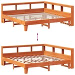vidaXL Lit bibliothèque sans matelas cire marron 180x200 cm pin massif