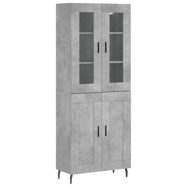 vidaXL Buffet haut Gris béton 69 5x34x180 cm Bois d'ingénierie