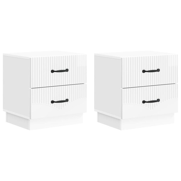 vidaXL Cabinet de chevet 2 pc Blanc brillant 43 x 34 5 x 44 5 cm