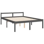 vidaXL Lit pour personne âgée tête de lit gris très grand bois massif