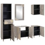 vidaXL Ensemble de mobilier de salle de bain avec tiroir 5 Pièces Gris