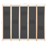 vidaXL Cloison de séparation 5 panneaux Gris 200 x 170 x 4 cm Tissu