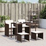 vidaXL Ensemble à manger de jardin 5 Pièces et coussins marron poly rotin