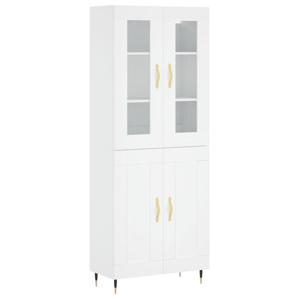 vidaXL Buffet haut Blanc 69 5x34x180 cm Bois d'ingénierie