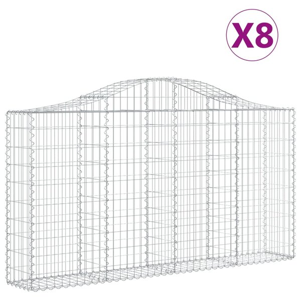 vidaXL Paniers à gabions arqués 8 Pièces 200x30x100/120 cm Fer galvanisé