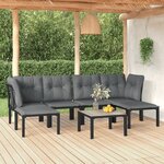 vidaXL Salon de jardin 7 Pièces noir et gris résine tressée