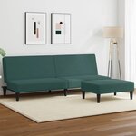 vidaXL Canapé-lit à 2 places avec repose-pied vert foncé velours