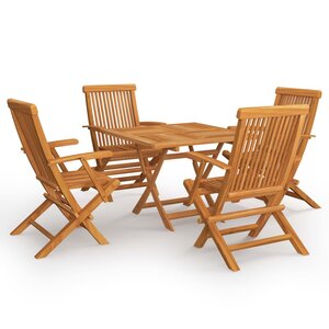 vidaXL Salon de jardin 5 Pièces Bois de teck massif