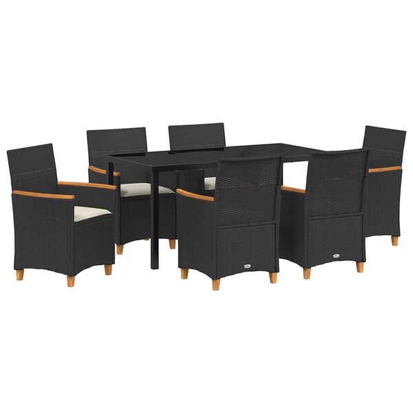 vidaXL Ensemble de salle à manger pour jardin 7 Pièces Noir polyrotin