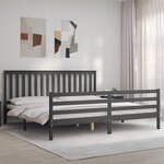 vidaXL Cadre de lit avec tête de lit gris 200x200 cm bois massif