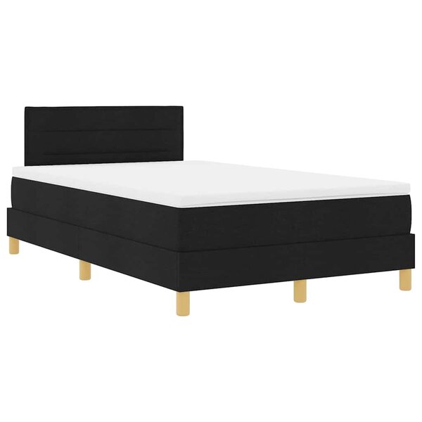 vidaXL Lit à ressort LED avec matelas Noir 120 x 190 cm tissu