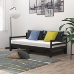 vidaXL Lit coulissant sans matelas noir 2x(90x200) cm