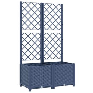 vidaXL Jardinière de jardin avec treillis Bleu Gris 80x40x136 cm PP