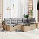 vidaXL Ensemble de canapé de jardin 7 Pièces Beige Poly rotin