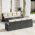 vidaXL Ensemble de canapé de jardin 9 pièces avec coussins en rotin noir et acacia