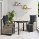 vidaXL Ensemble de salle à manger de jardin 3 pièces en gris poly rotin