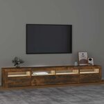 vidaXL Meuble TV avec lumières LED Chêne fumé 240x35x40 cm