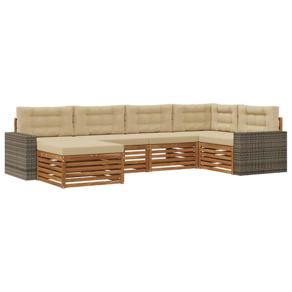 vidaXL Ensemble de canapés d'extérieur 6 pc Naturel et Beige