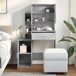vidaXL Coiffeuse avec armoire gris béton 80x35x132 cm