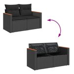 vidaXL Salon de jardin 7 Pièces avec coussins noir résine tressée