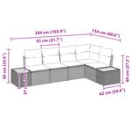 vidaXL Ensemble de Canapé de Jardin 5 Pièces avec Coussins Beige Rotin Poly Acacia