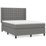 vidaXL Sommier à lattes de lit avec matelas Gris foncé 140x190cm Tissu