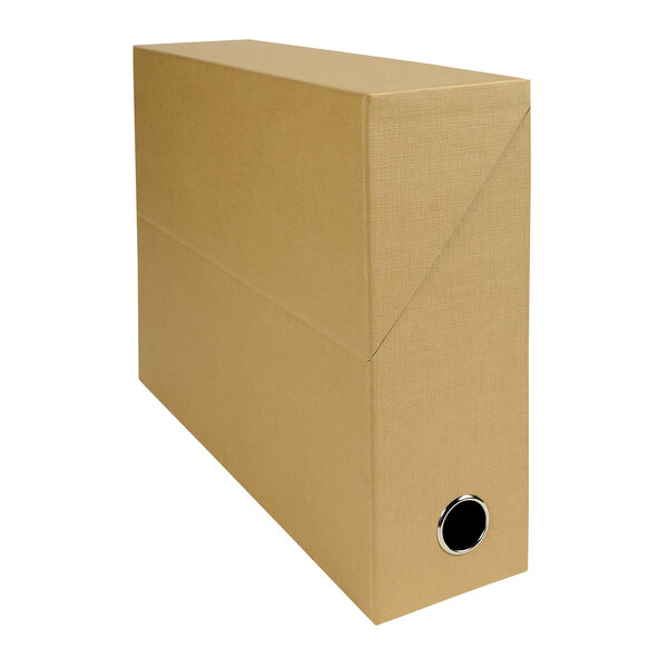 Boîte de classement carton toilé exacompta dos 9 cm  havane - lot de 5
