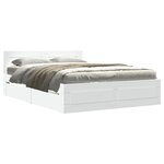 vidaXL Cadre de lit avec tête de lit sans matelas blanc 120x190 cm