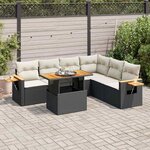 vidaXL Salon de jardin avec coussins 7 Pièces noir résine tressée acacia