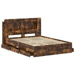 vidaXL Cadre de lit avec rangement Chêne fumé 135 x 190 cm