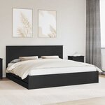 vidaXL Cadre de lit avec tiroir Noir 200 x 200 cm Bois Ingénierie