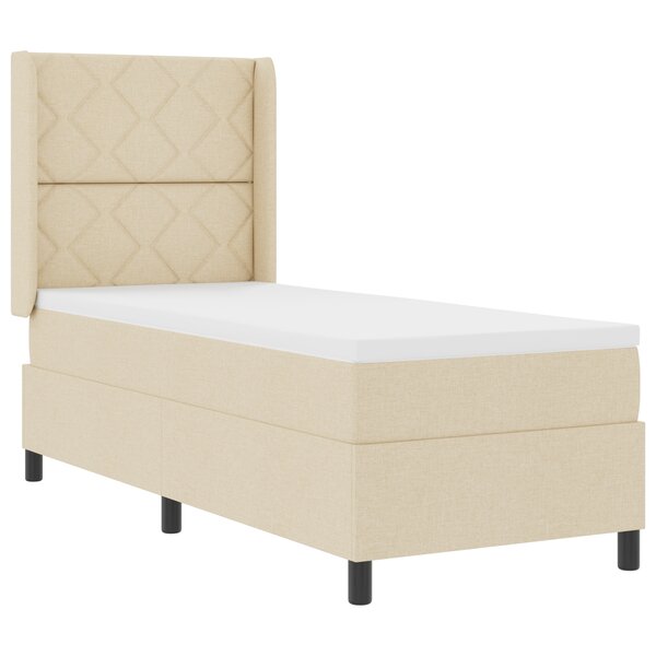 vidaXL Lit à ressorts avec matelas et LED crème 80x200 cm  tissu