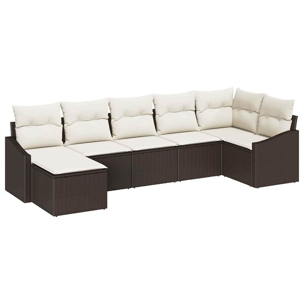vidaXL Ensemble de salle à manger pour jardin 7 Pièces Marron  Crème