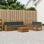 vidaXL Ensemble de canapés d'extérieur 7 Pièces Naturel et Anthracite