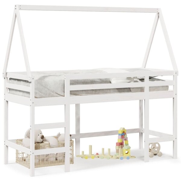 vidaXL Lit superposé avec échelle et toit sans matelas blanc 80x200 cm