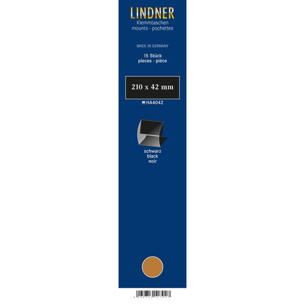 Bandes Klemmfix double soudure 210 x 42 mm pour timbres-poste. Fond - Noir