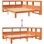 vidaXL Lit bibliothèque sans matelas cire marron 140x200 cm pin massif
