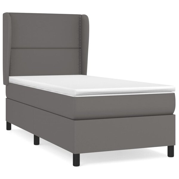 vidaXL Sommier à lattes de lit avec matelas Gris 100x200 cm Similicuir