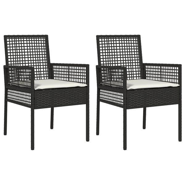 Chaises de jardin vidaXL 2 Pièces avec coussins Noir Poly Rattan