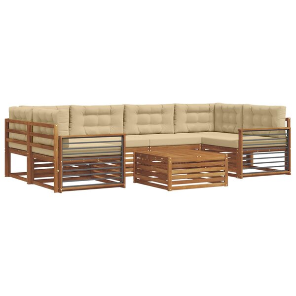 vidaXL Ensemble de canapés d'extérieur 7 pc Naturel et Beige
