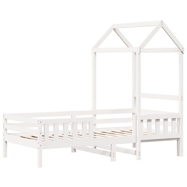 vidaXL Cadre de lit avec toit blanc 80x200 cm bois massif de pin